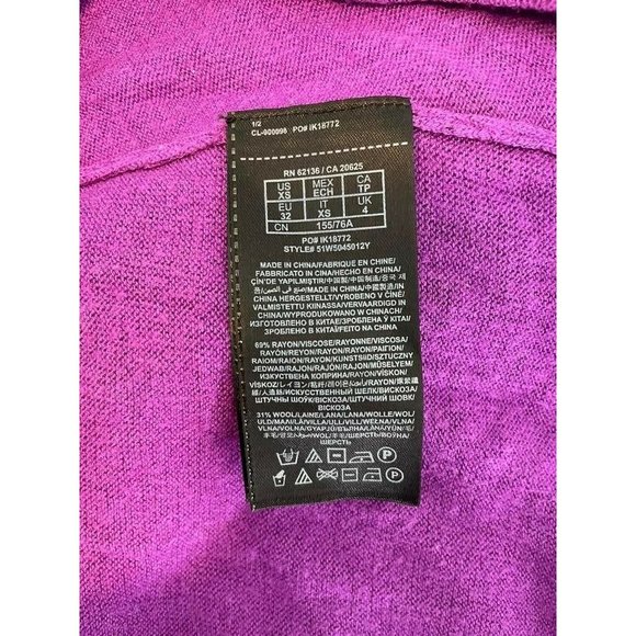 Marciano Women's Sweater Pullover Tunic Purple Wool Long Sleeves Round Neck XS - Picture 12 of 12